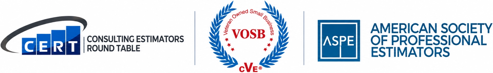 Logos of the American Society of Professional Estimators, with the text "VOSB" written in bold, black font